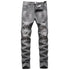 Straight Pants Zipper Denim Men's Ripped Jeans Mid Waisted Jeans